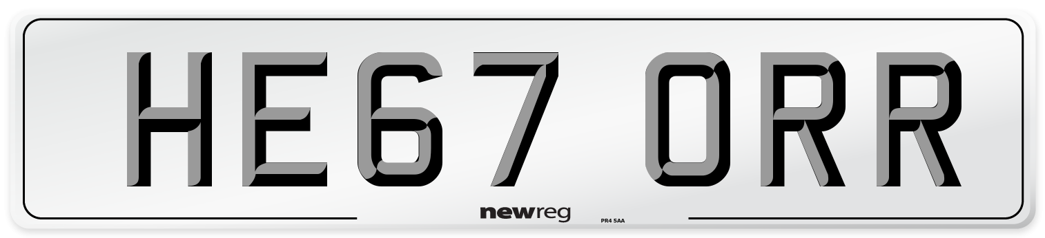 HE67 ORR Number Plate from New Reg